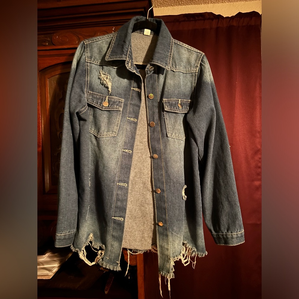 Distressed Blue Denim Jean Jacket